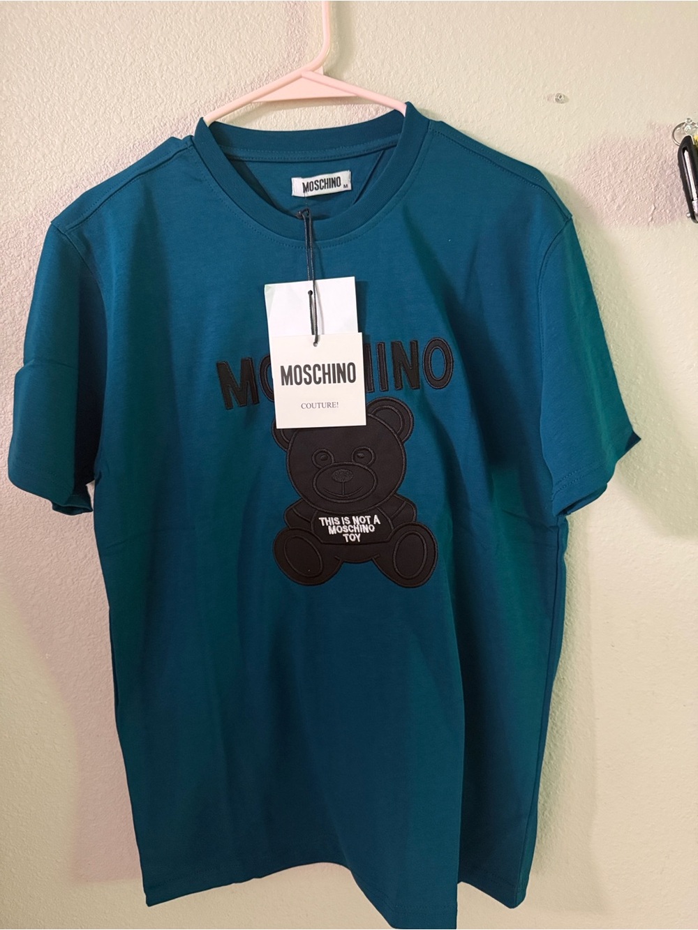 Moschino Teal Short-Sleeve Teddy Logo T-Shirt